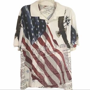 American Summer men’s Declaration of Independence Flag Polo shirt Size L